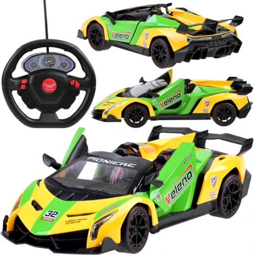 RC sportauto avatavate ustega ja roolipuldiga