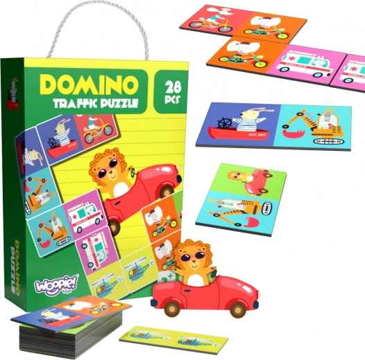 Hariv mäng Loomad liikluses Puzzle Domino Montessori