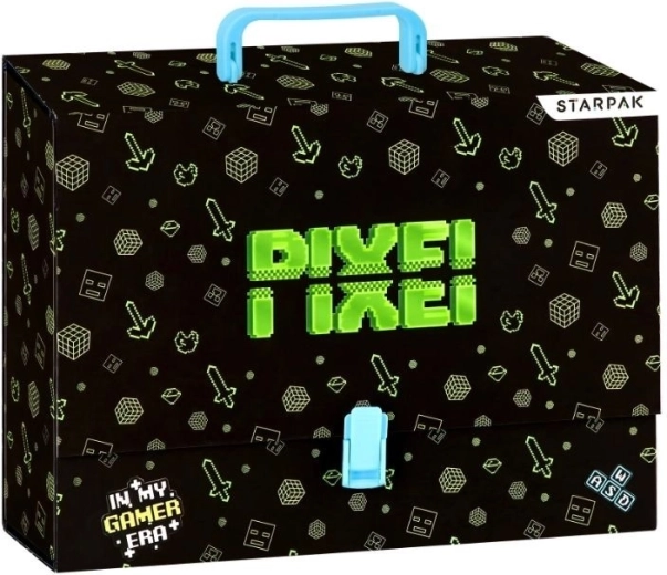 Praktiline A4 joonistuste kohver Pixel motiiviga, sangaga – 1 tk