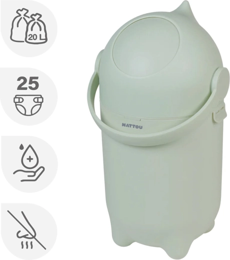 Nattou diaper bin Dropy green 20 l