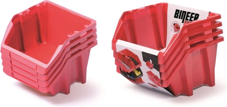 Set of Bineer Short Storage Boxes, 4 pcs, 272 × 238 × 236 mm, red