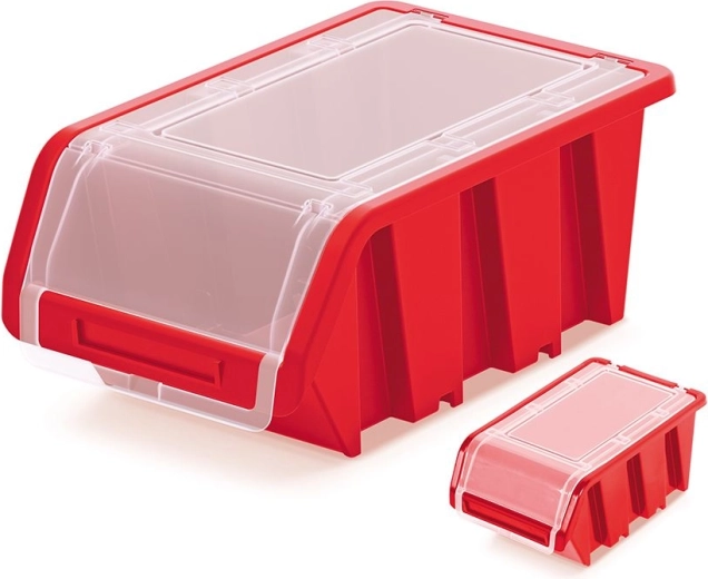 Plastic lockable storage box with lid TRUCK PLUS 195 × 120 × 90 mm red