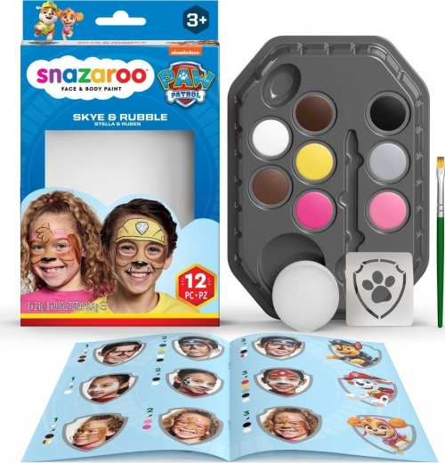 SNAZAROO 8 värvi näo- ja kehavärvide komplekt – KÄPAKONTROLL Skye & Rubble