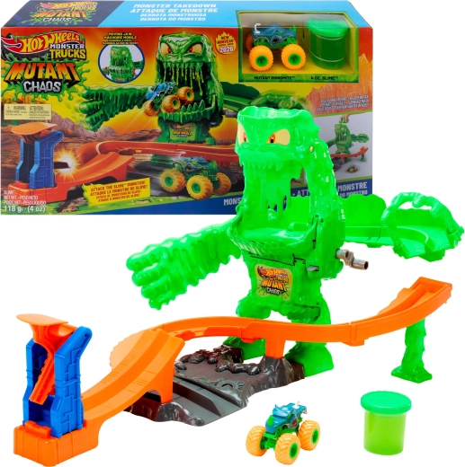 Hot Wheels monster trucki rada limaga: lahing mutandist koletisega + väike auto