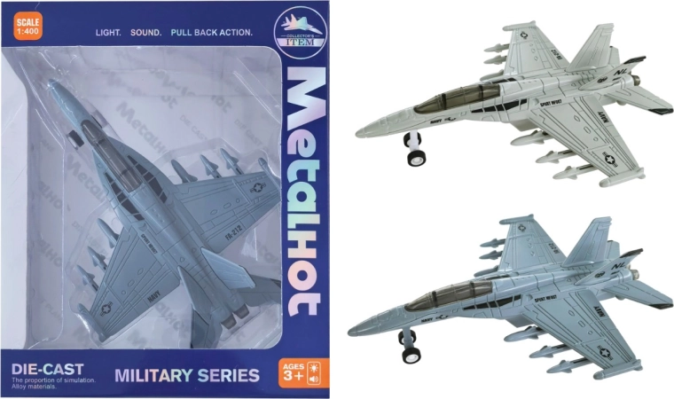Metal die-cast model fighter jet F/A-18 Hornet 1:400 with sound and light