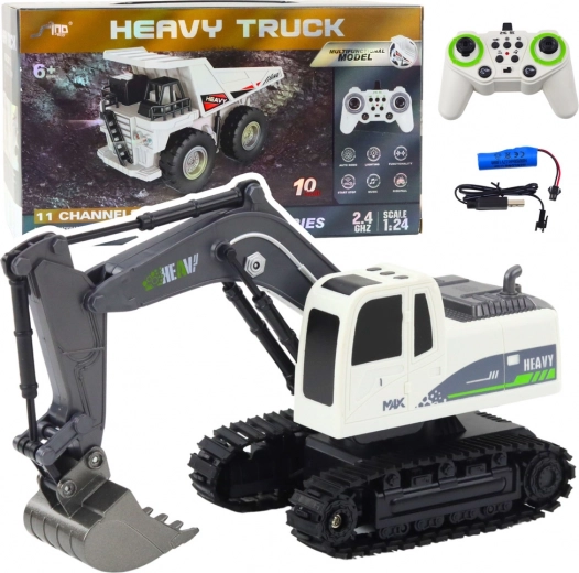 RC Crawler Excavator 1:24 with Lights and Sounds HEAVY TRUCK – White