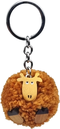 Wooden Keychain Giraffe with Pom Pom