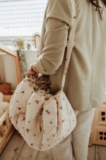 Adjustable strap and option to attach to a stroller