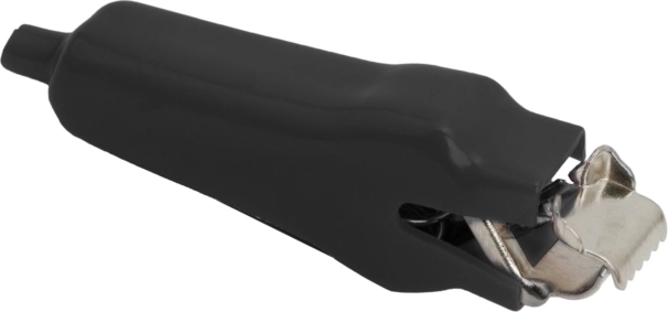 Eriti suur krokodillklamber musta PVC-isolatsiooniga, 70 mm