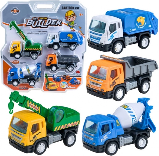 Toy Set Construction Site - Crane, Dumper, Sweeper Truck, and Mixer – A