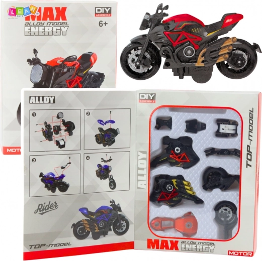 1:14 DIY Build Motorcycle Black-Red Metal Model