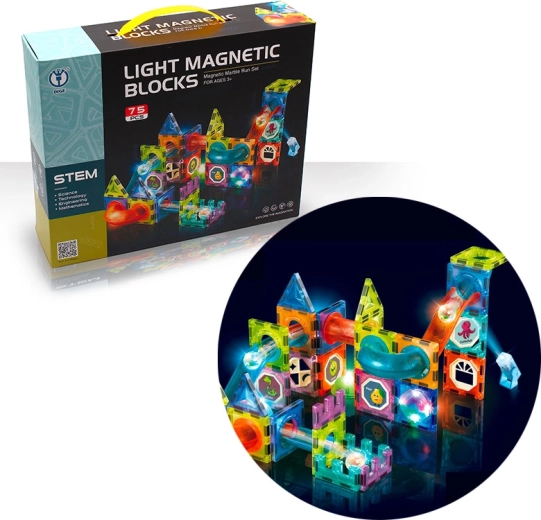 Magnetic Light-Up Marble Run 75 pcs