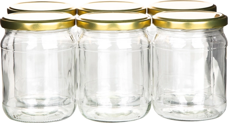 6-osaline hoidiste purkide komplekt 520 ml kuldsete kaantega fi 82