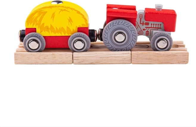 Bigjigs Rail punane traktor kallurhaagisega