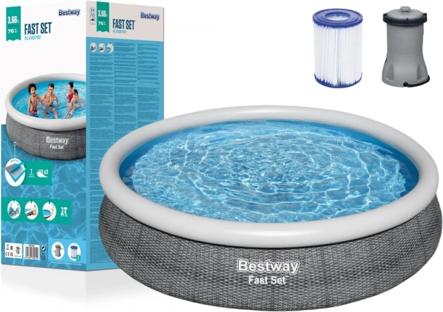 Täispuhutav bassein BESTWAY Fast Set 366 × 76 cm koos filtratsiooniga