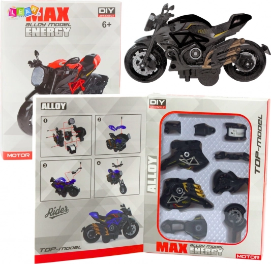 Metal motorcycle model kit 1:14 black–gold