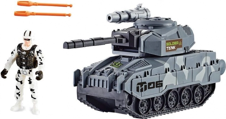 Tank sõjaväefiguuri ja toimiva suurtükisüsteemiga