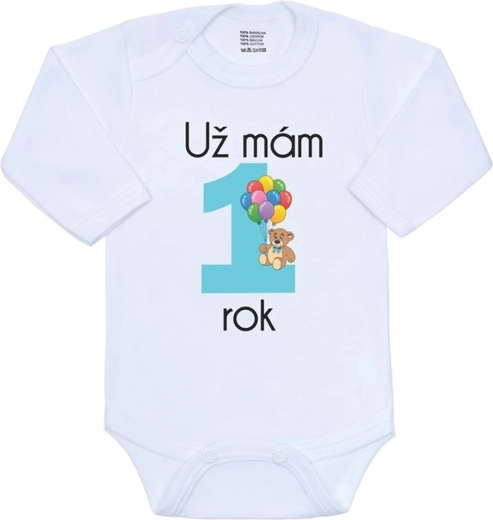 Laste trükiga bodi New Baby „Juba olen 1-aastane“, sinine, suurus 86
