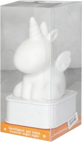 Kummist ükssarviku kujuline patareitoitel lamp