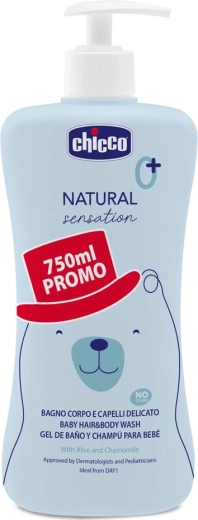Chicco Natural Sensation aloe vera ja kummeliga šampoon juustele ja kehale 750 ml