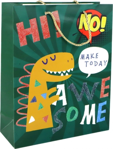 Roheline paberkandekott dinosaurusega 32 × 26 × 10 cm