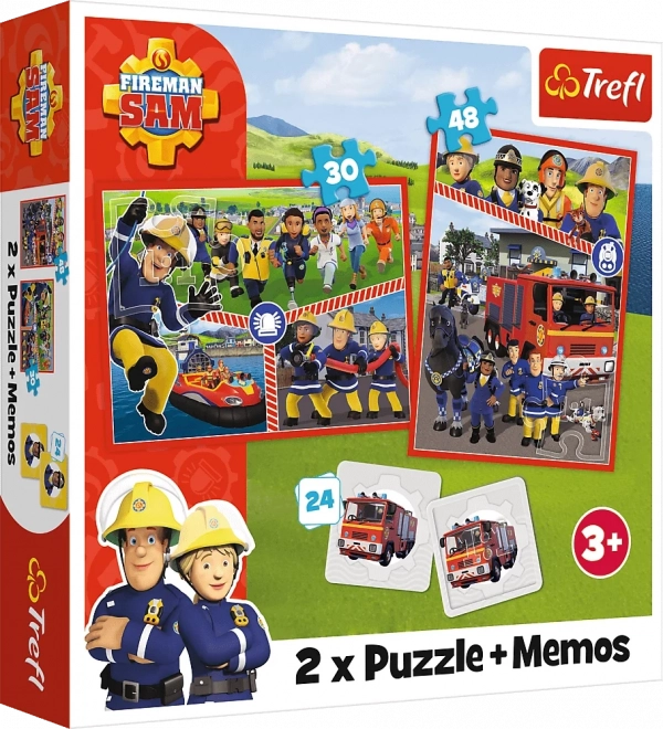 Puzzle 2v1 Fireman Sam koos memomänguga