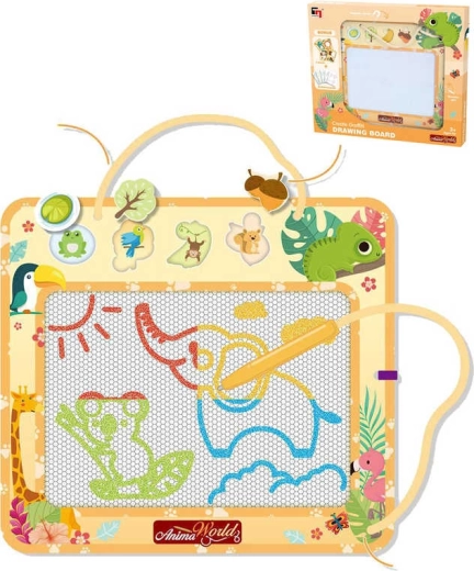 Magic drawing tablet with animals, magic pen, 4 stamps and 18 cards