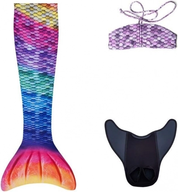 Rainbow Mermaid Tail with AQUARIS Monofin + Kids Bikini