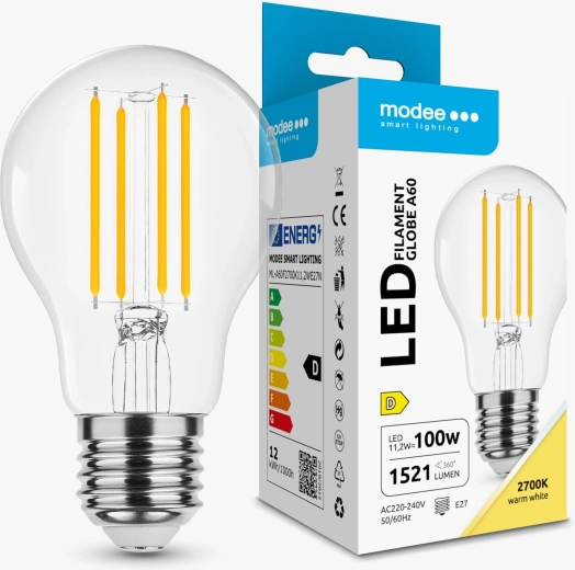 Modee Smart Lighting LED Filament Globe Bulb A60 E27 11.2 W Warm White