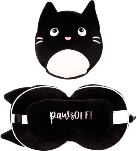 Relaxeazzz Travel Pillow with Eye Mask – Cat
