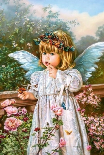 Numbrite järgi maalimine „Ingel lilledega” 40 × 50 cm