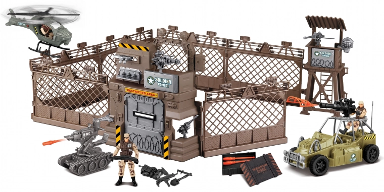 Military fort with helicopter and effects 177 cm