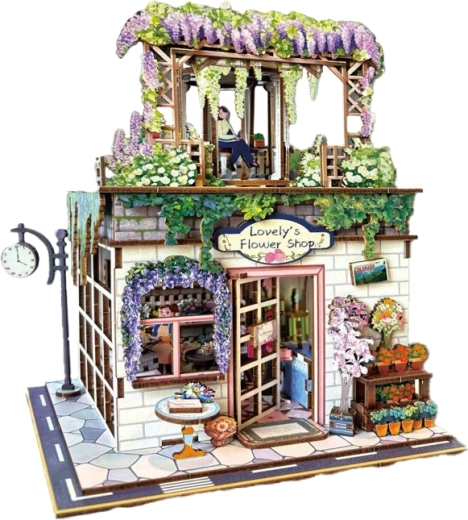 3D wooden model kit – flower shop with lighting effects