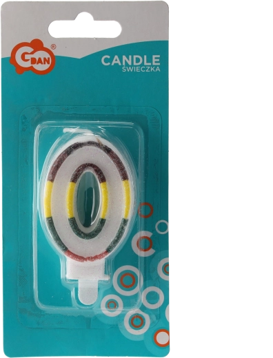 Birthday candle number 0 gold glitter 8 cm