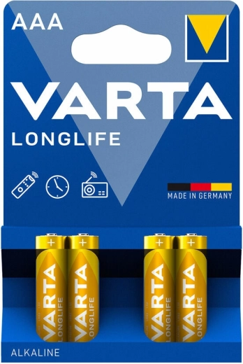 Alkaline AAA micro batteries Varta Longlife, 4 pcs