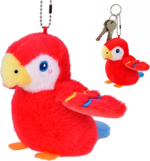 Plush parrot Ruby Rico with squeaker and keychain 13 cm - 1 piece