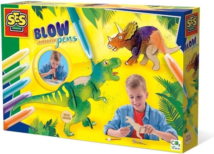 SES Creative blow markers with airbrush effect – dinosaurs