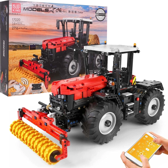 RC building kit red tractor 2716 pieces with interchangeable attachments