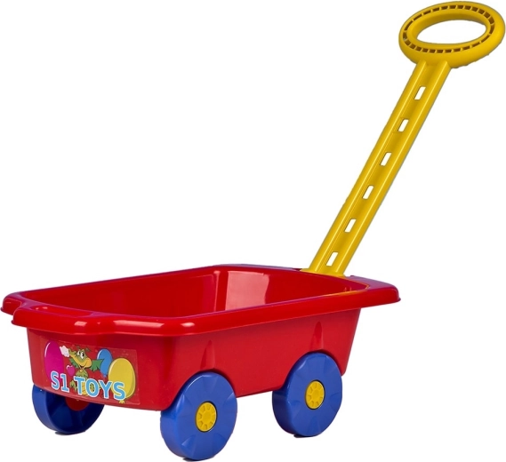 Children's plastic cart with pull handle 45 cm – red