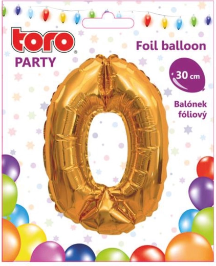 Foil Balloon Number 0, 30 cm, Gold TORO