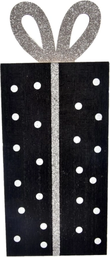 Wooden gift-shaped decoration, black, 22 cm