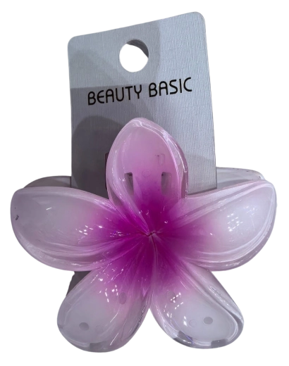 PINK suur juukseklamber hibiskuseõie kujuline roosa-valge – 1 tk