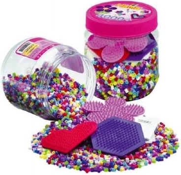 Iron-on beads 4000 pcs with pegboards and accessories in a plastic jar