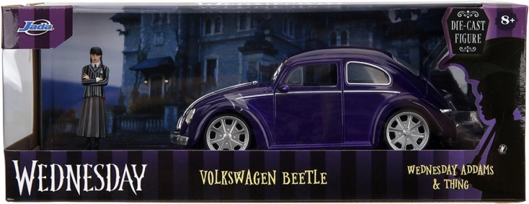 Die-cast model Wednesday – Volkswagen Beetle 1:24 with figure