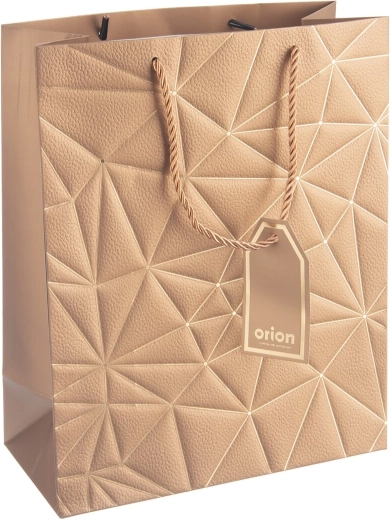 Gift paper bag with gold grid pattern 26 × 12 × 32 cm