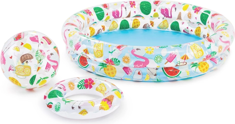 Täispuhutav lastebassein rõnga ja palliga 122 × 25 cm Intex