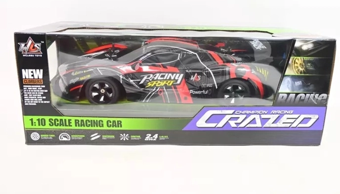 Radio-controlled sports car with accessories
