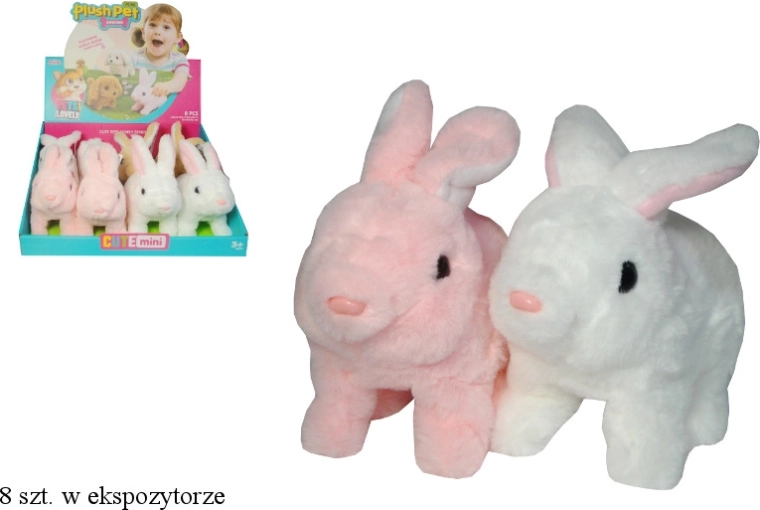 Plush bunny with moving head, cheeks and tail - 1 piece