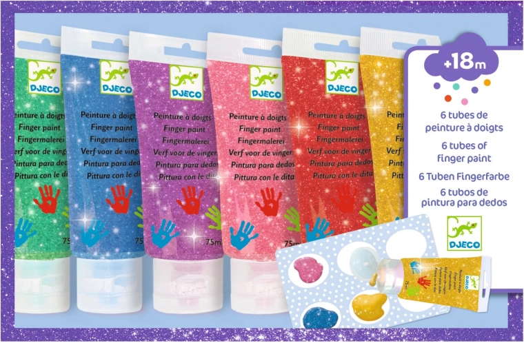 DJECO Finger Paints in Sparkling Tubes