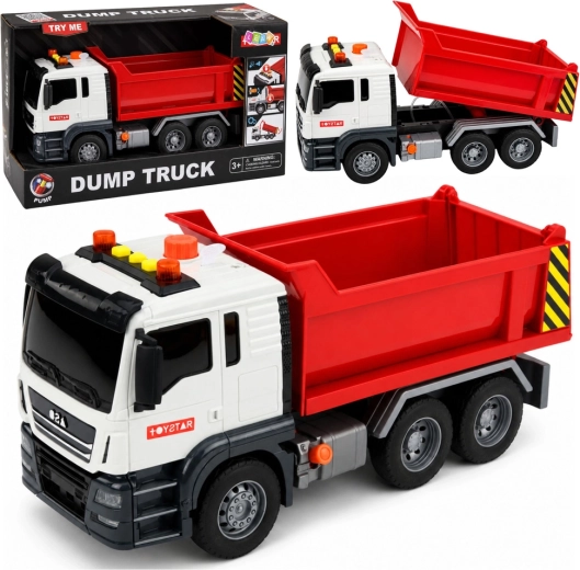 Laste kallur Dump Truck tulede ja helidega, punane-valge